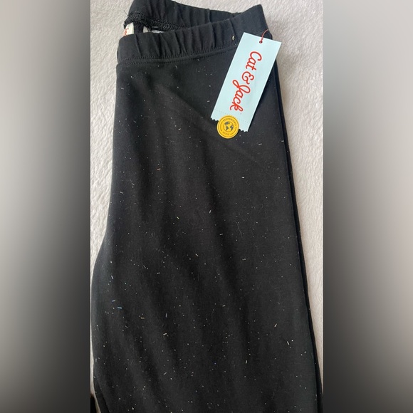NWT Girls’ Black Sparkle Cozy Fleece Lined Leggings, XL (14/16) - Picture 4 of 5